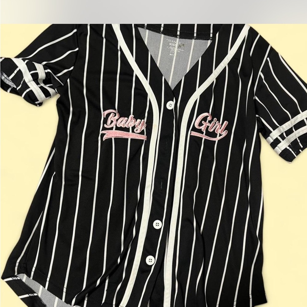 Black and White Striped Button-Up Shirt